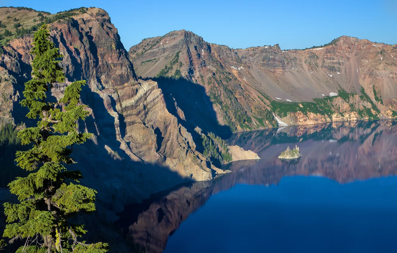 Photo wallpaper mountains, nature, lake, USA, crater, Oregon, Crater Lake National Park, Crater Lake Drive