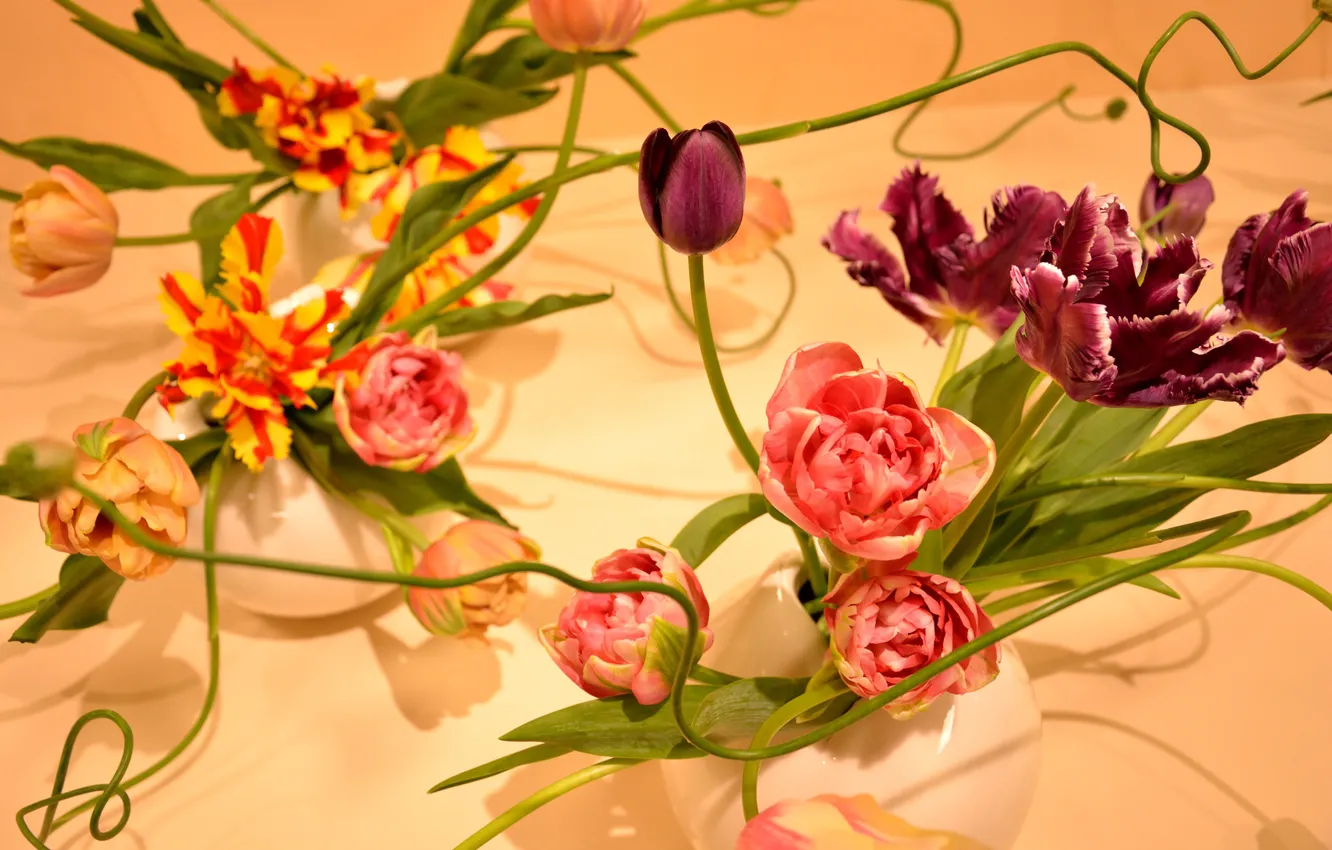 Photo wallpaper flowers, background, composition