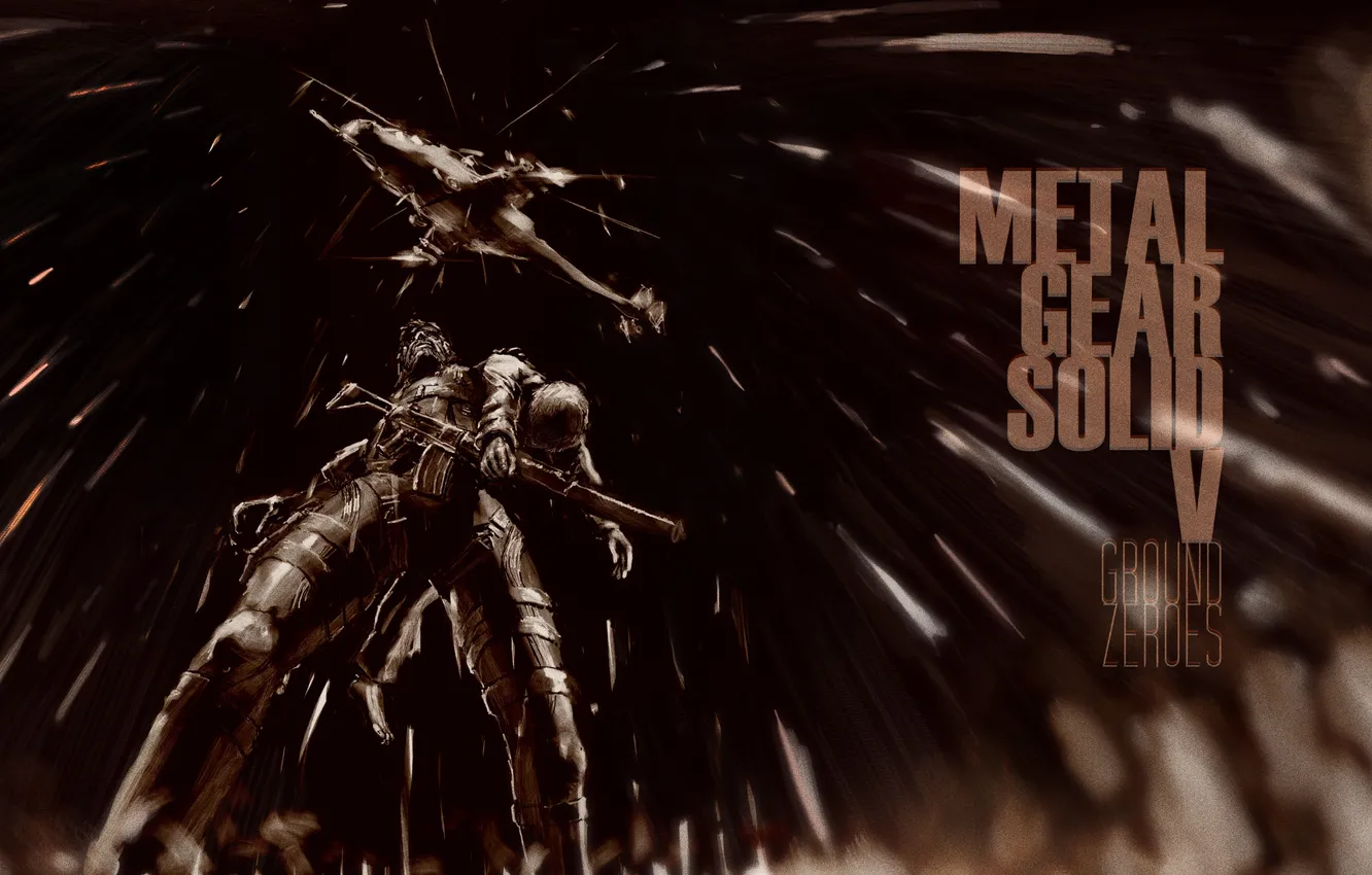 Photo wallpaper Metal Gear Solid, Helicopter, Naked Snake, mgs, Ground Zeroes, Big Boss, Metal Gear Solid V: …