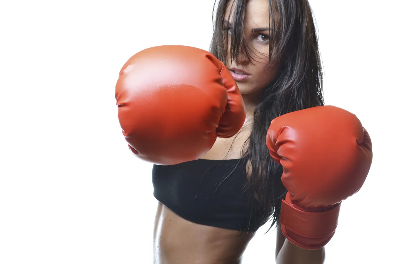 Photo wallpaper woman, beat, boxing gloves