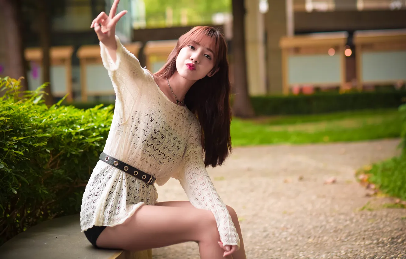 Photo wallpaper girl, background, Asian