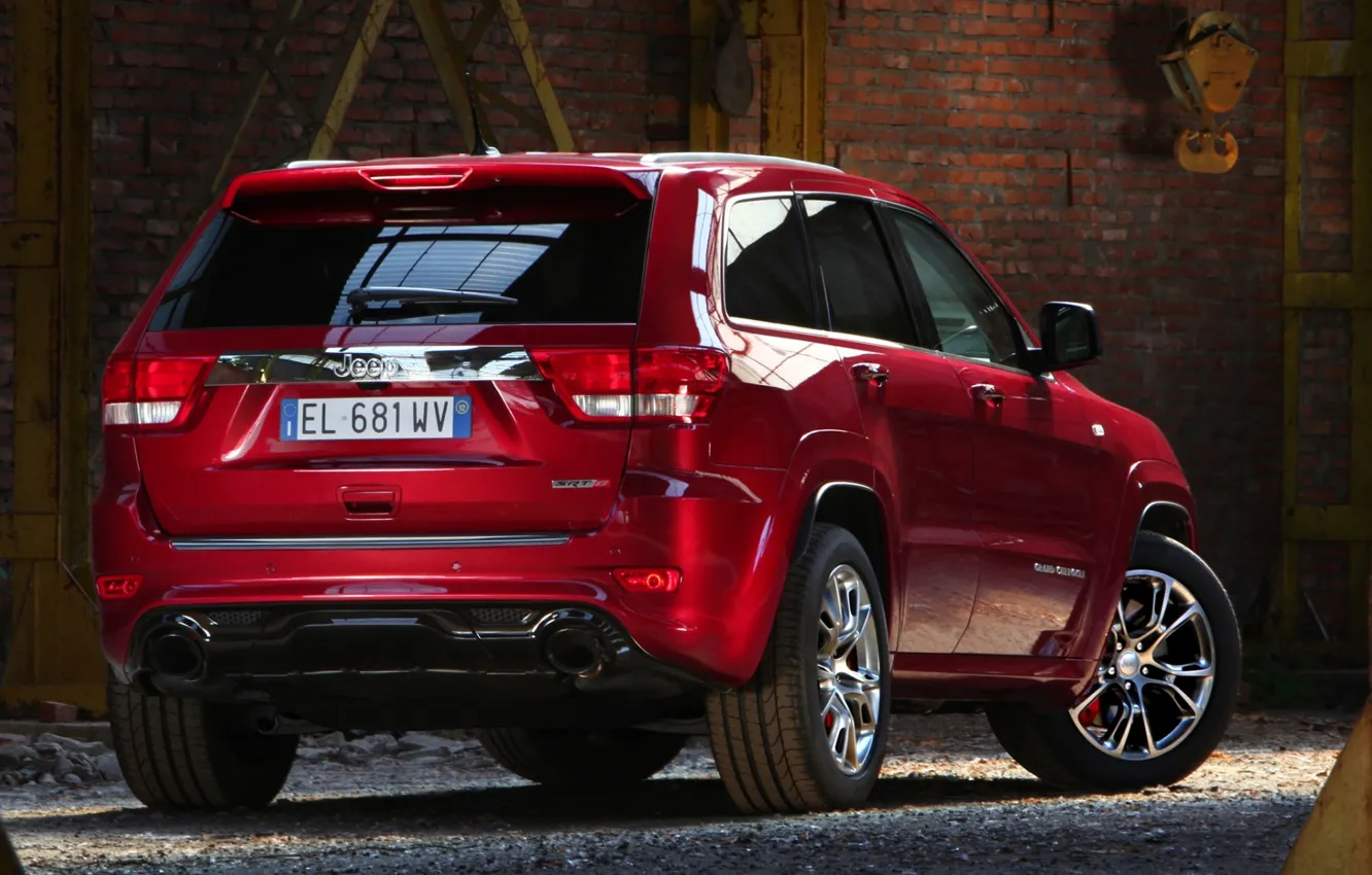 Photo wallpaper red, Jeep, SRT8, rear view, Jeep, СРТ8, Grand Cherokee, Grand Cheroke