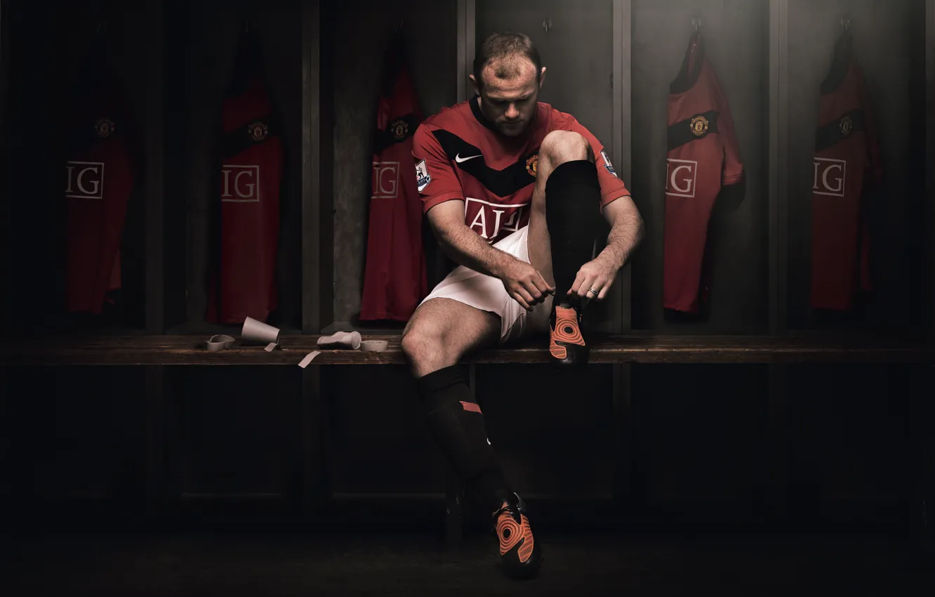 Photo wallpaper player, Rooney, Manchester United, locker room