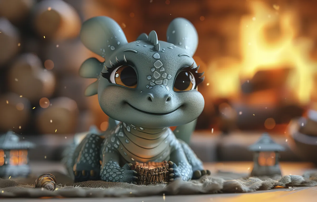 Photo wallpaper look, pose, dragon, fantasy, cub, face, dragon, cartoon