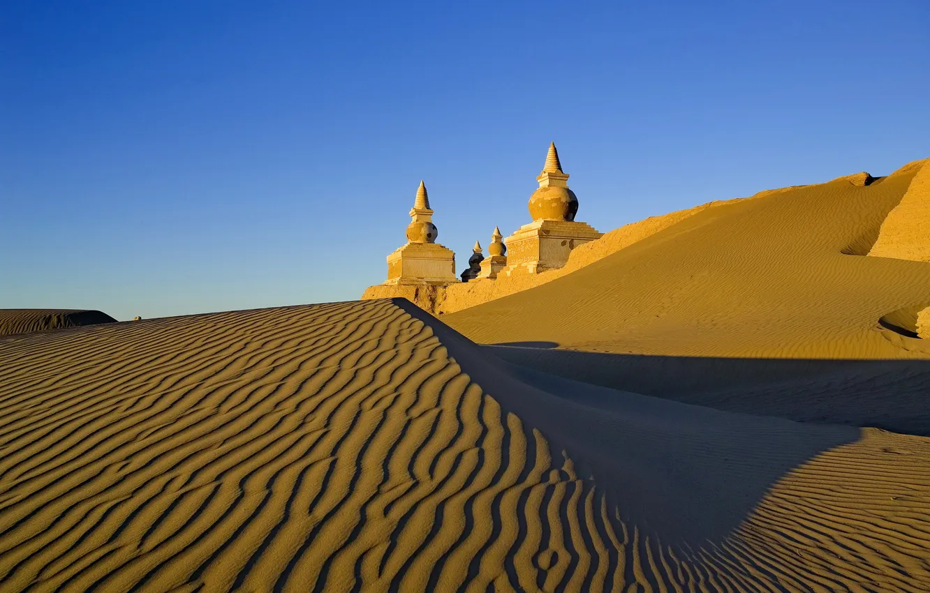 Photo wallpaper sand, desert, dunes, tower, Landscape