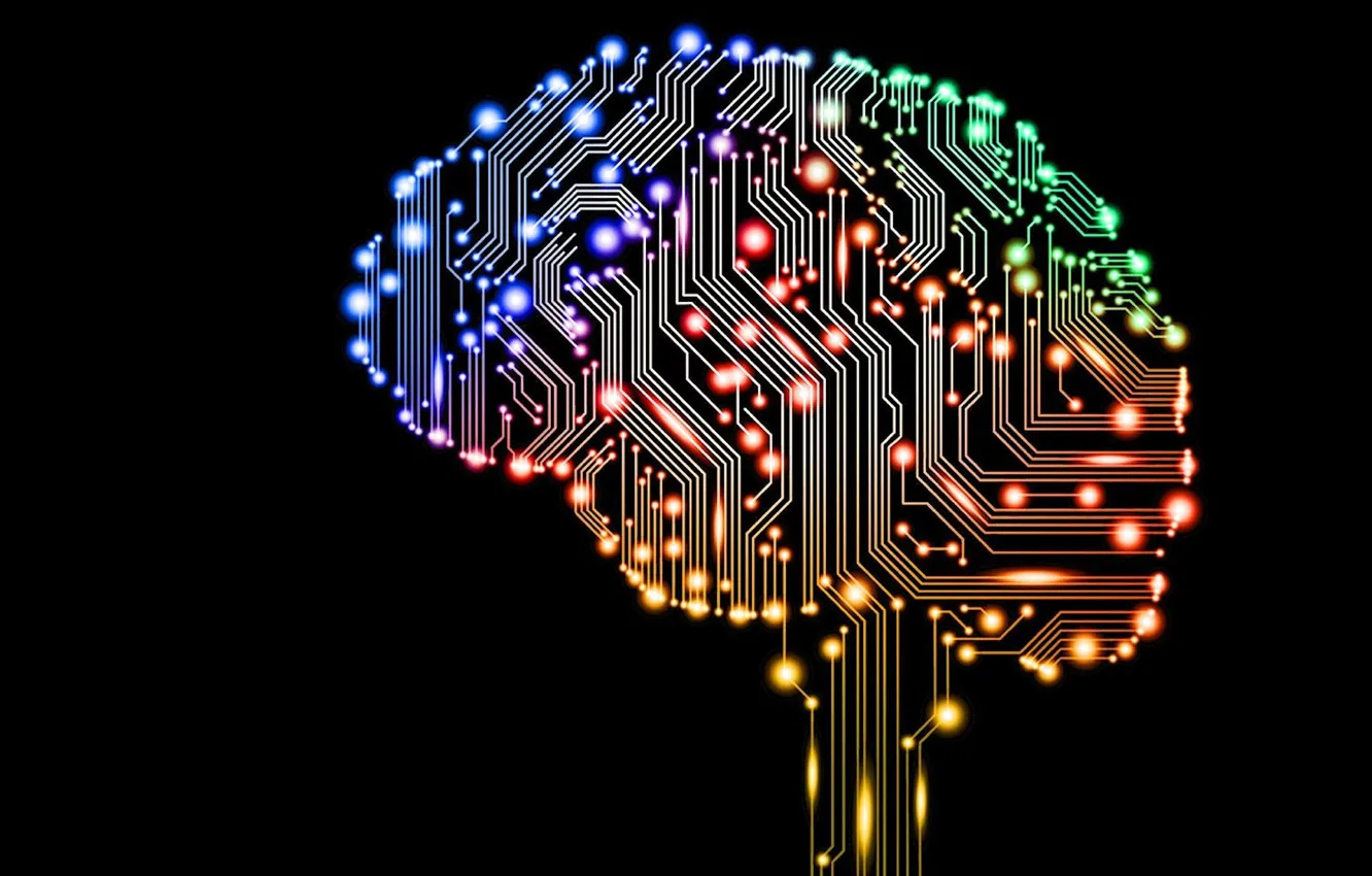 Photo wallpaper chip, minimalism, brain, black background, chip, brain, black background, Minimalism