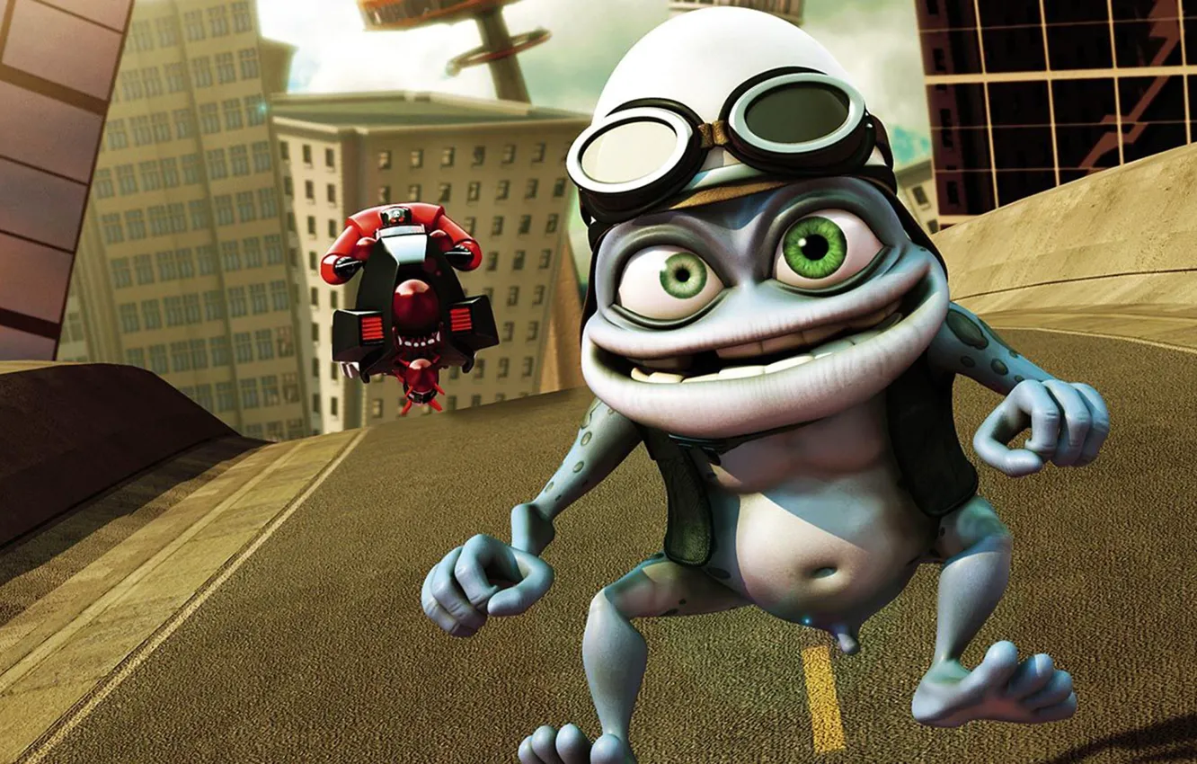 Photo wallpaper frog, clip, Crazy Frog, crazy frog, Crazy