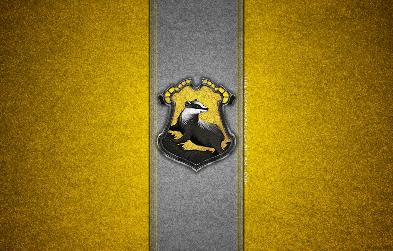Photo wallpaper coat of arms, deviantart, Harry Potter, Hogwarts, badger, Hufflepuff, Puffenduya, Hogwarts House