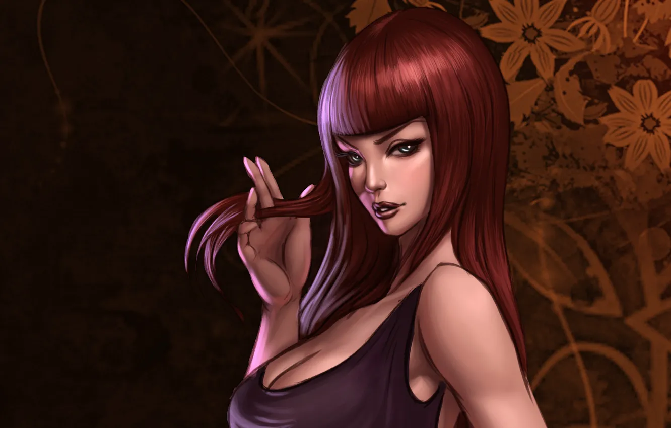 Photo wallpaper sexy, sexy, gesture, green eyes, beautiful girl, big Breasts, green eyes, beautiful girl