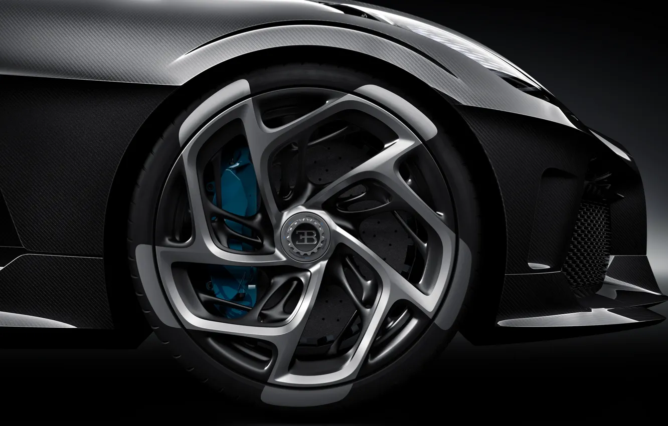 Photo wallpaper wheel, Bugatti, hypercar, 2019, The Black Car, Type 57 SC Atlantic, Bugatti The Black Car