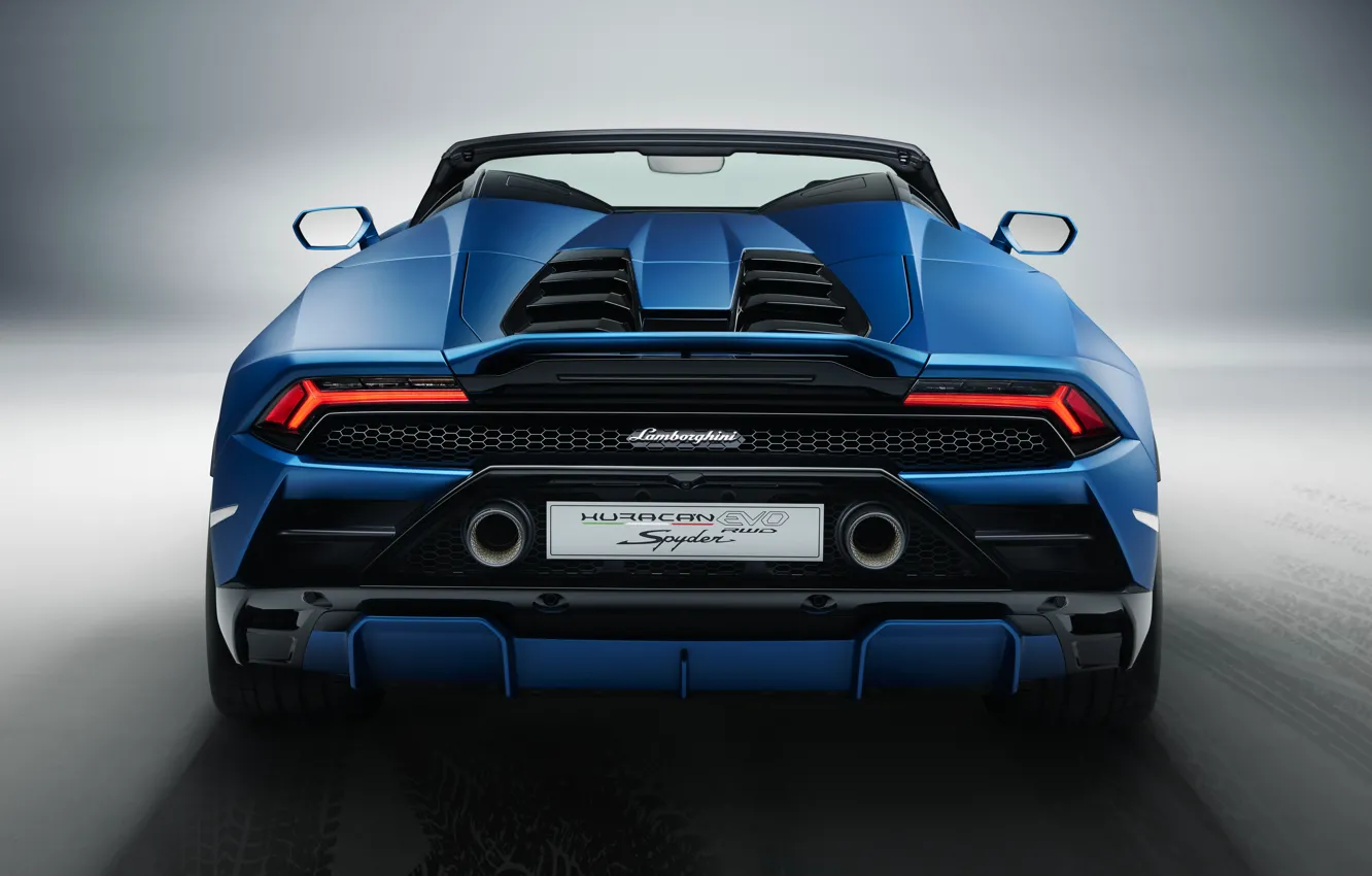 Photo wallpaper Lamborghini, rear view, Spyder, Huracan, 2020, RWD, Huracan EVO