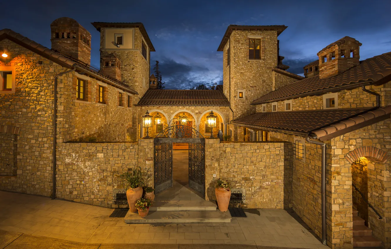 Photo wallpaper exterior, Mediterranean Style, Villa Montagna, Luxury Stone House, Coronado