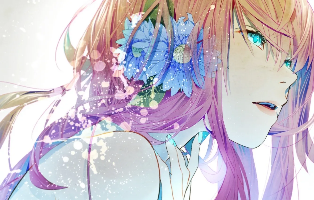 Photo wallpaper girl, flowers, art, vocaloid, megurine luka, Vocaloid, keishi