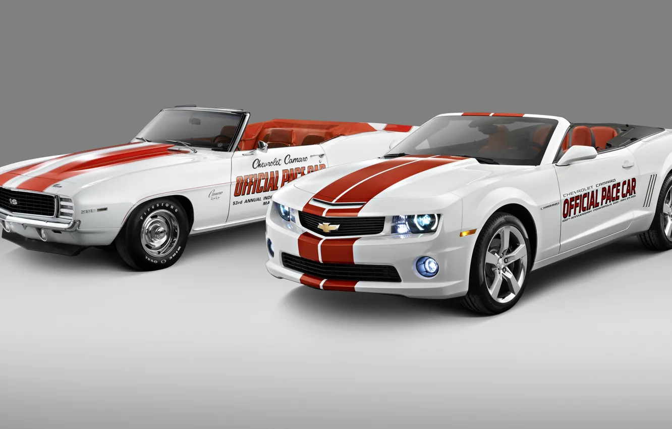 Photo wallpaper photo, White, Chevrolet, Convertible, Two, Camaro, 2011, Cars