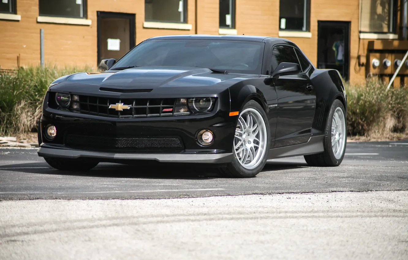 Photo wallpaper Chevrolet, Camaro, Black, Forged, Wheels, CCW, 5th, Monoblock