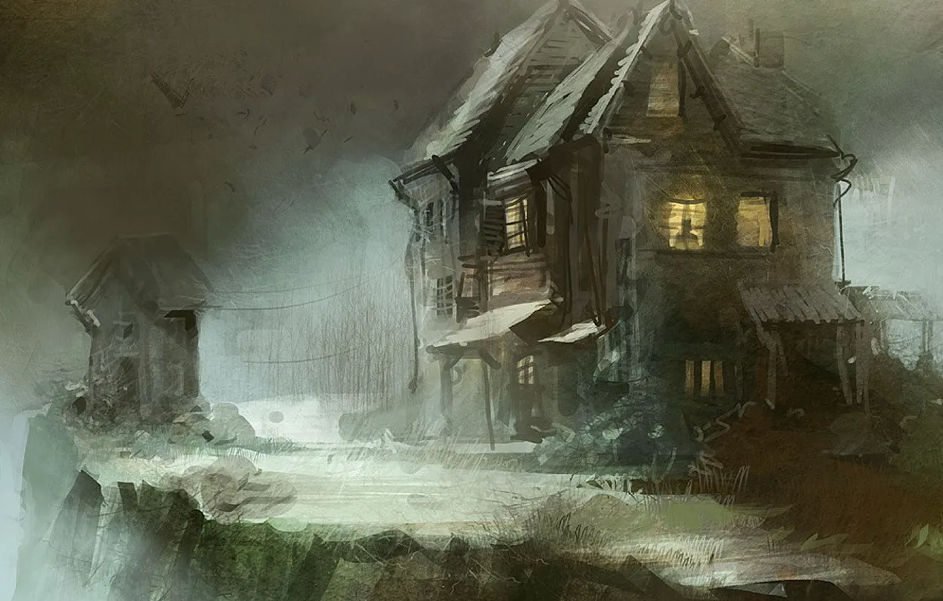 Photo wallpaper the darkness, figure, House