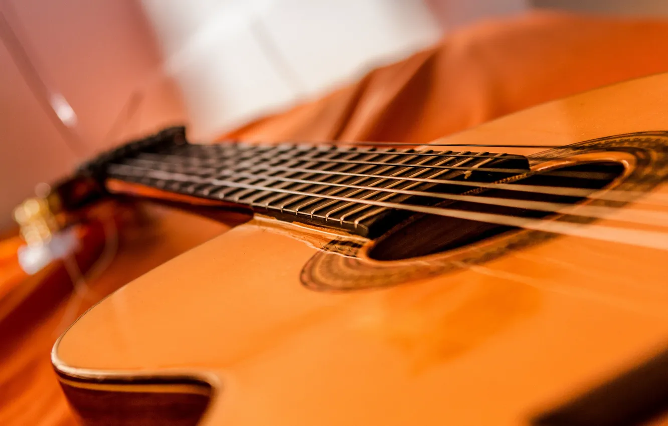 Photo wallpaper macro, music, guitar