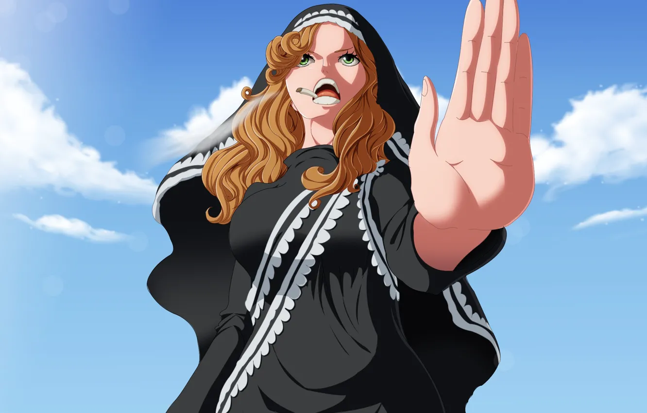Photo wallpaper game, One Piece, sky, anime, cloud, cigarette, blonde, hand