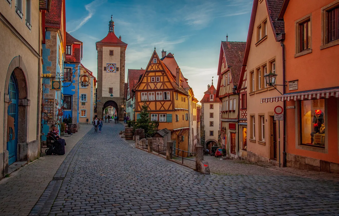 Photo wallpaper street, building, tower, home, Germany, Bayern, area, bridge
