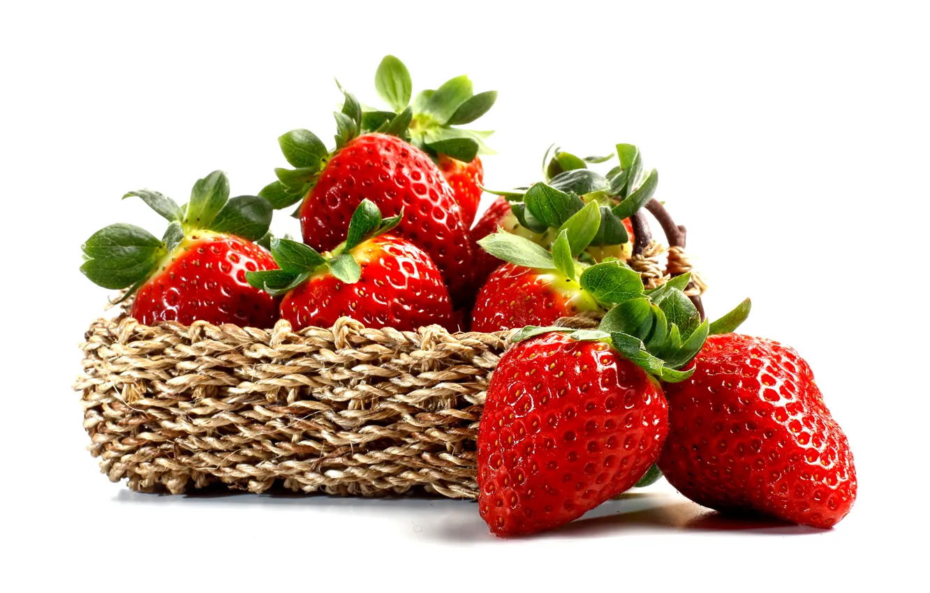 Photo wallpaper berries, strawberry, basket, strawberry, fresh berries