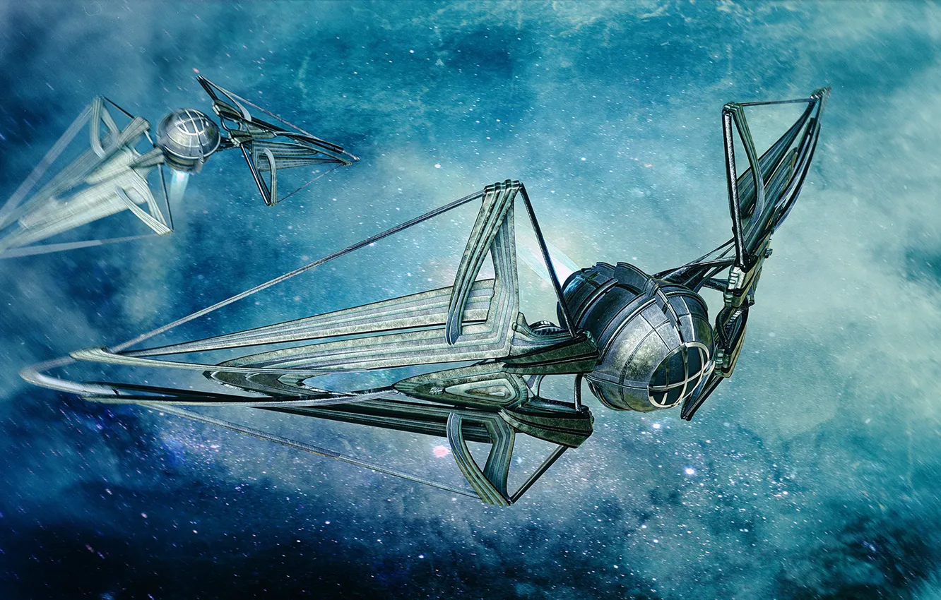 Photo wallpaper space, stars, transport, camera, TIE predator class stempunked fantasy