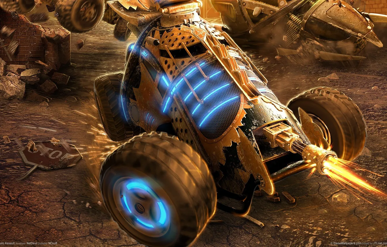 Photo wallpaper machine, the battle, firing, stop, Auto Assault