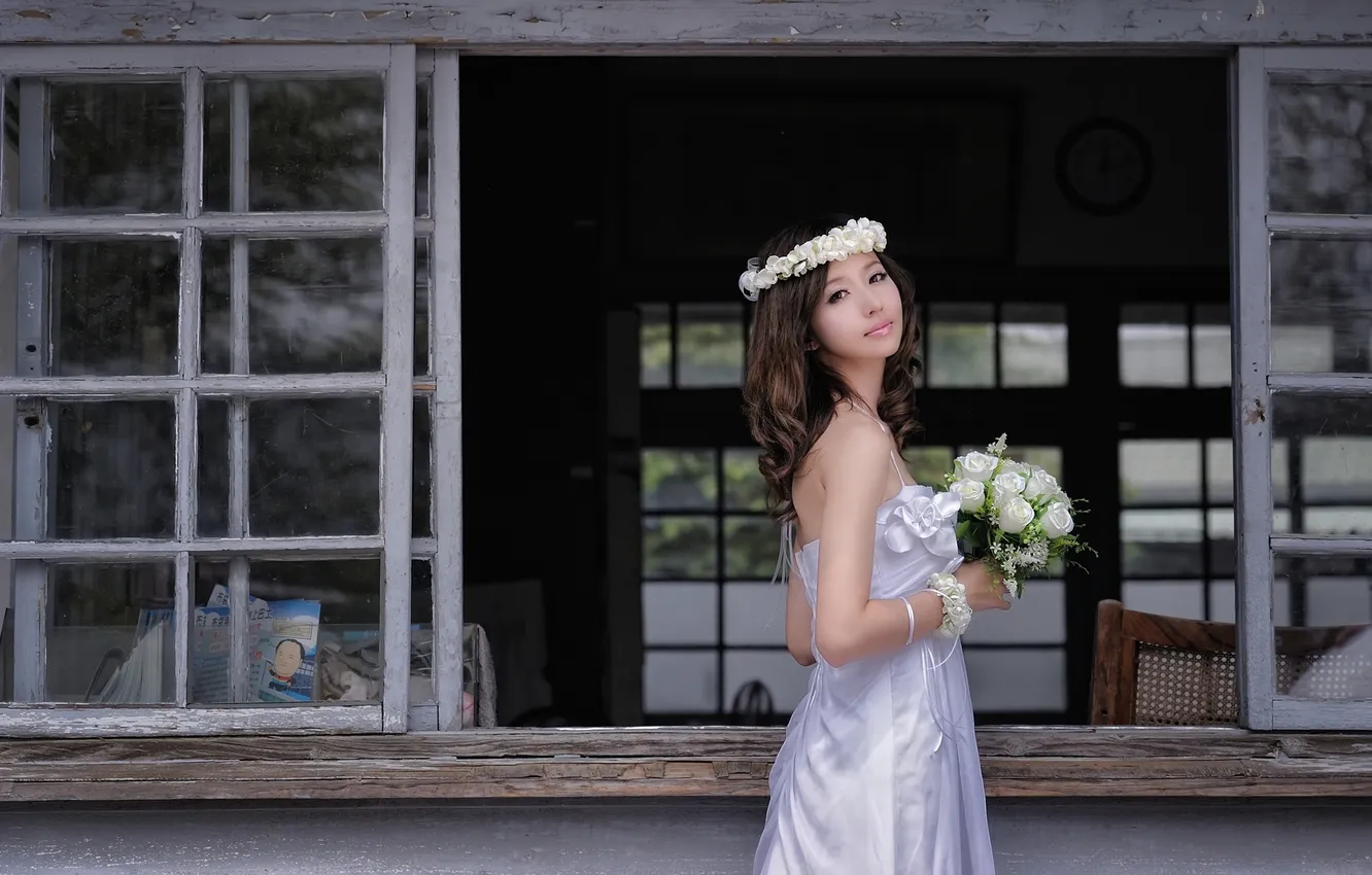 Photo wallpaper girl, background, Asian