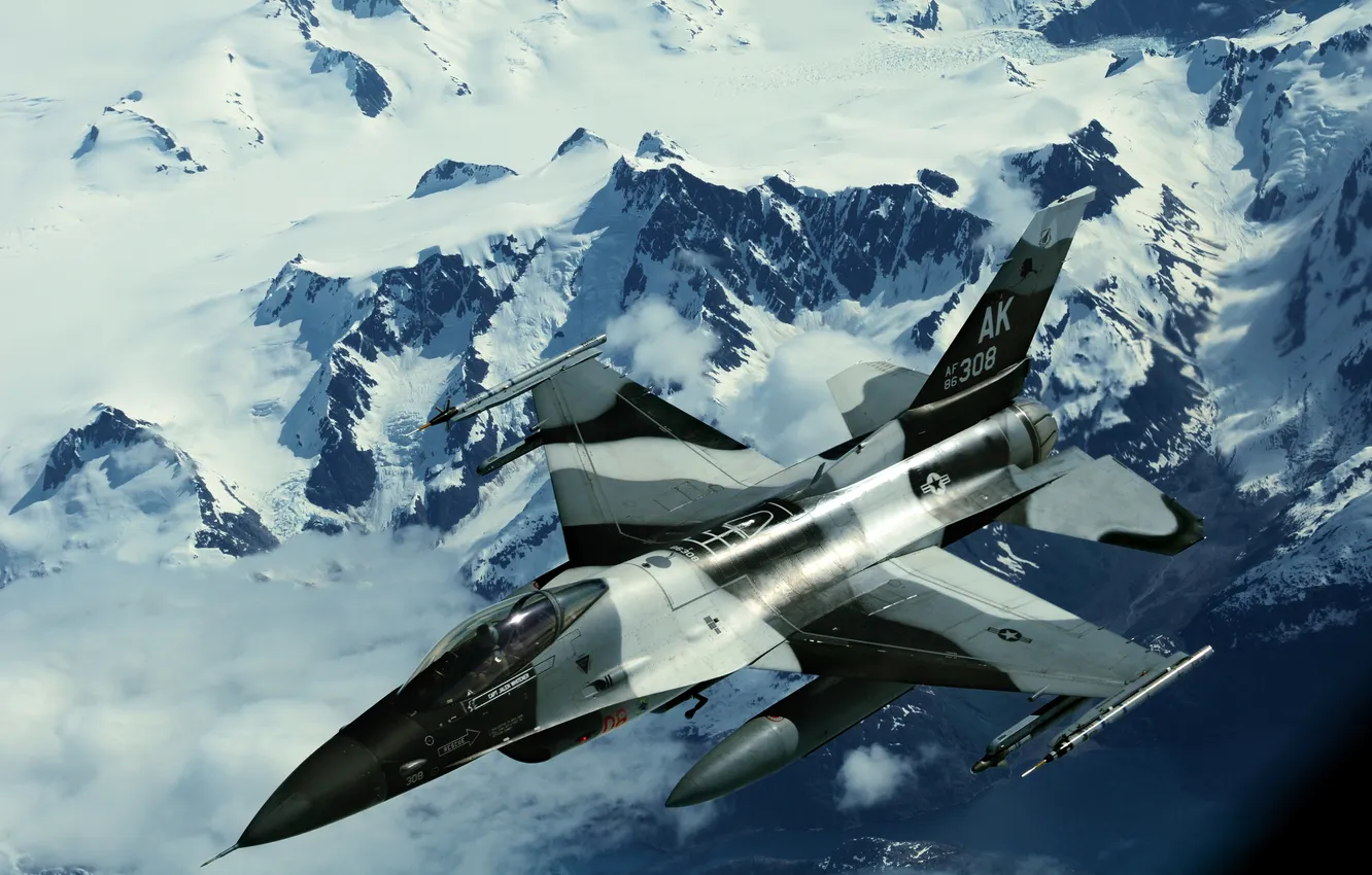 Photo wallpaper Alaska, F-16, Fighting Falcon, Northern edge, Alaska.