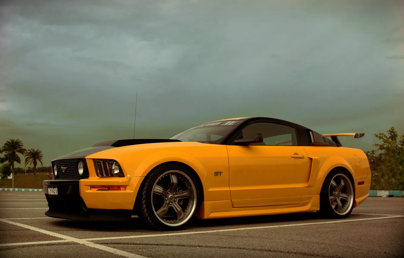 Photo wallpaper mustang, ford, shelby, yellow, gt500, musclecar, es2
