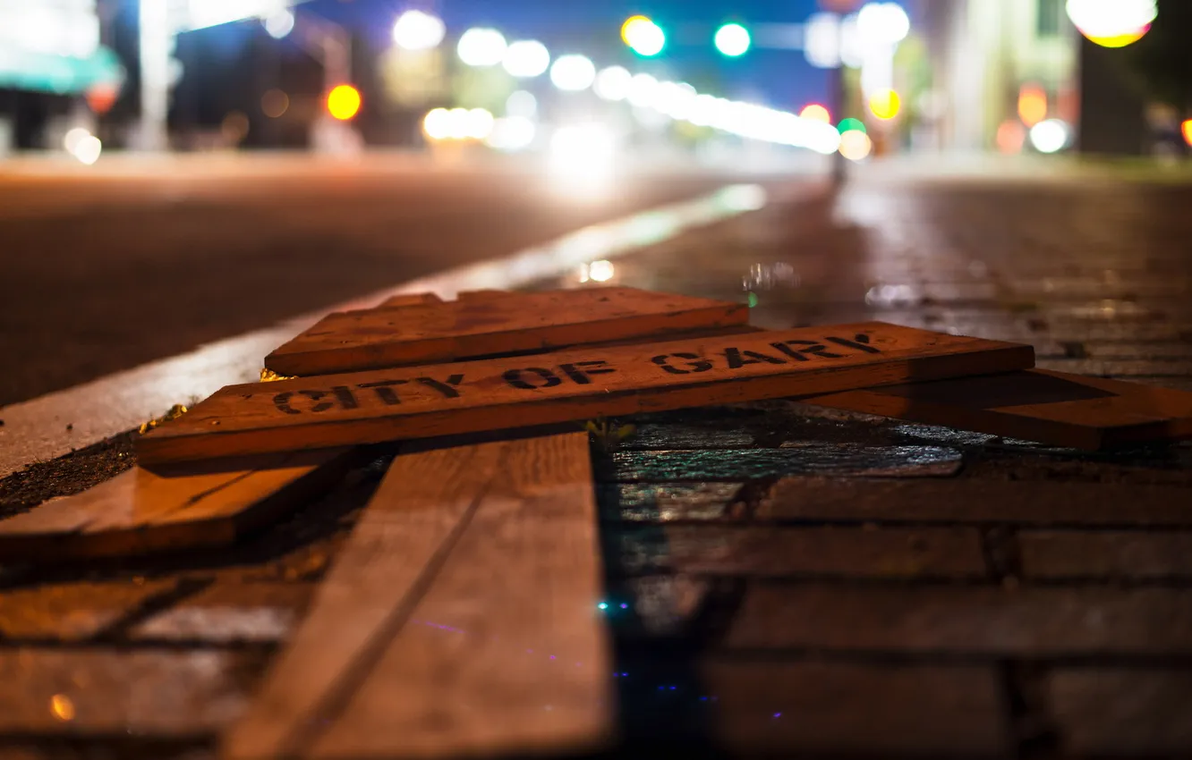 Photo wallpaper the city, sign, street