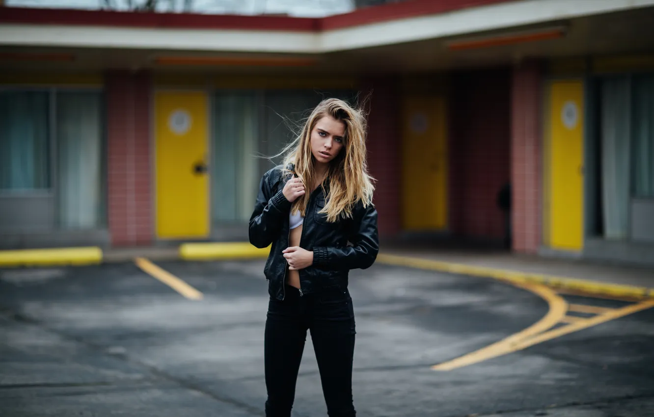 Photo wallpaper look, face, background, jacket, Marta, blonde