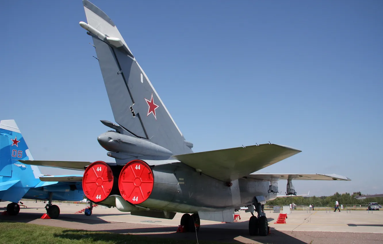 Photo wallpaper BBC, Bomber, Su-24, Su-27, Dry, RUSSIA