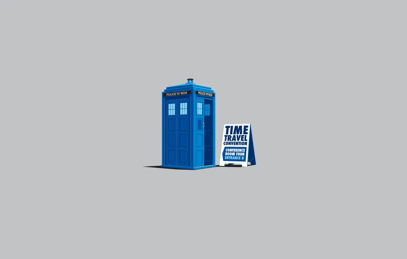 Photo wallpaper art, grey background, Doctor Who, Doctor Who, The TARDIS, TARDIS