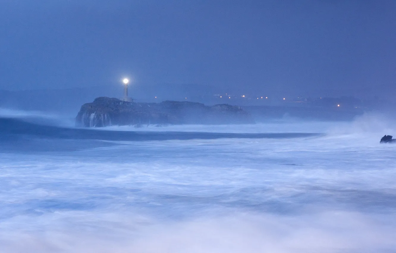 Photo wallpaper sea, the sky, landscape, fog, lighthouse