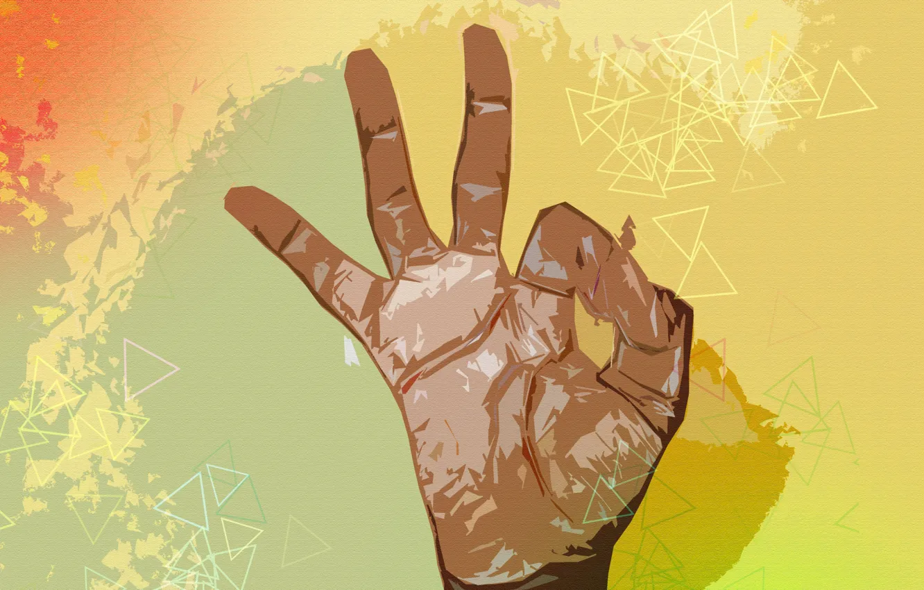 Photo wallpaper sign, hands, palm, OK!