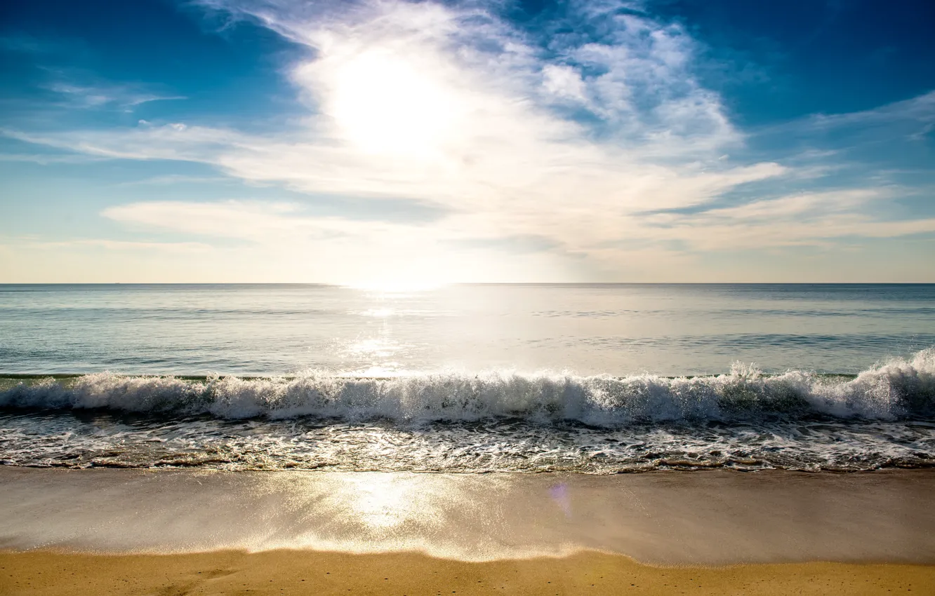 Photo wallpaper sand, sea, wave, beach, summer, sunset, summer, beach