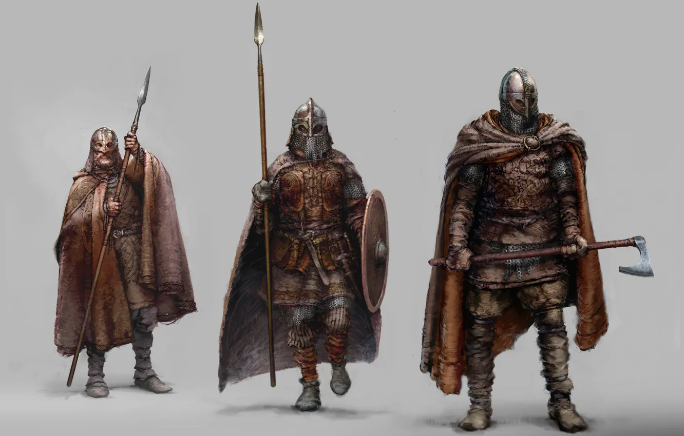 Photo wallpaper axe, armor, weapon, man, viking, shield, warrior, pearls