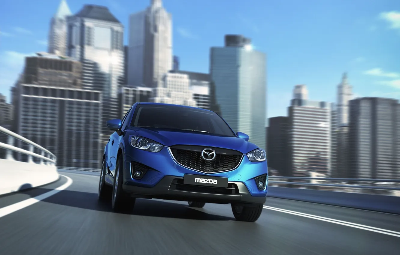 Photo wallpaper road, blue, the city, home, Mazda, Mazda, CX-5