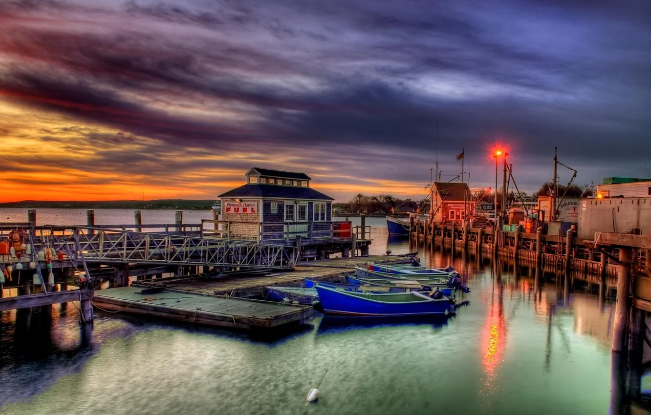 Photo wallpaper sea, the sky, clouds, landscape, sunset, nature, boat
