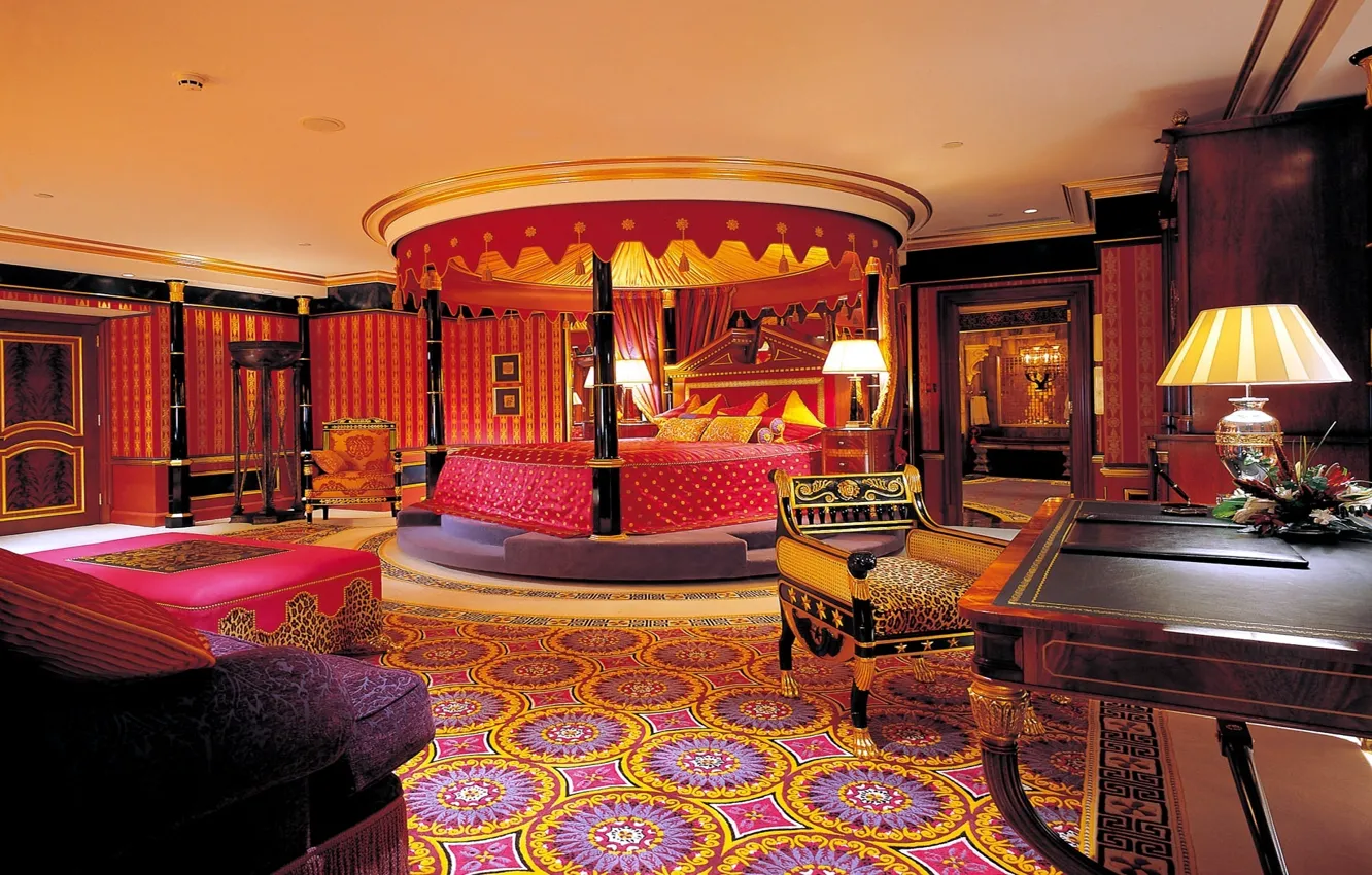 Photo wallpaper table, bed, the hotel, bedroom, hotel, bedroom, chair., Burg Al Arab