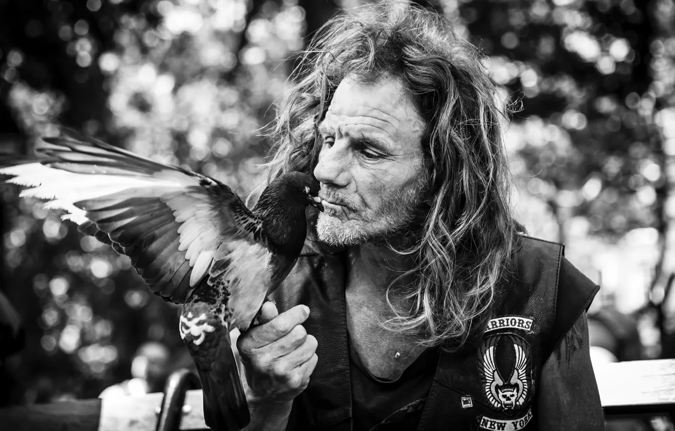 Photo wallpaper bird, people, portrait