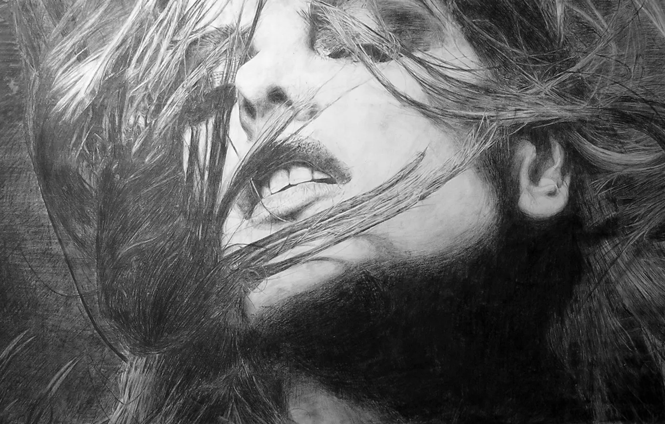 Photo wallpaper figure, black and white, Alessandra Ambrosio, pencil