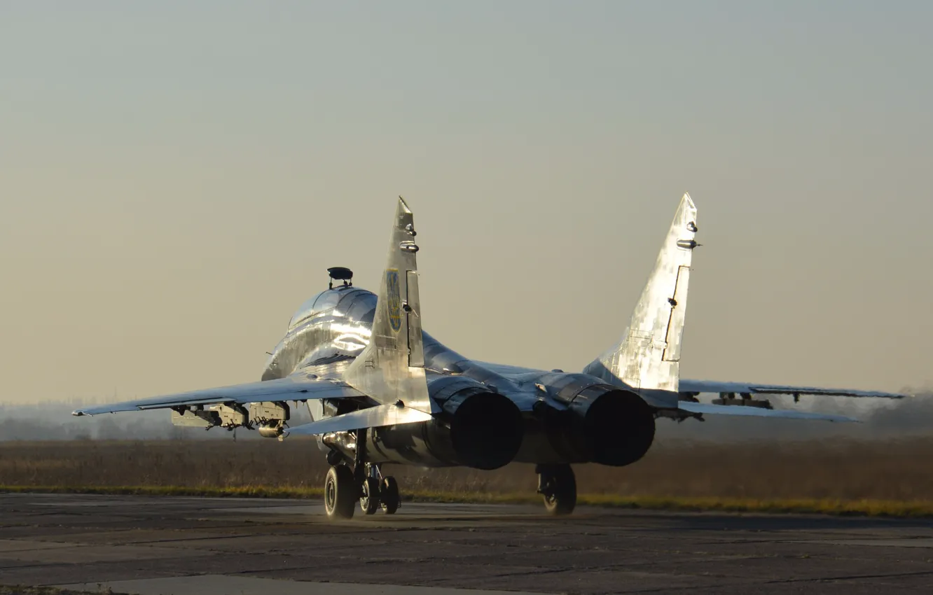 Photo wallpaper sunset, fighter, Ukraine, The MiG-29, Ukrainian air force