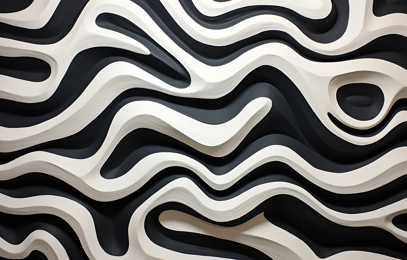 Photo wallpaper line, abstraction, black and white, abstract background, AI art, neural network