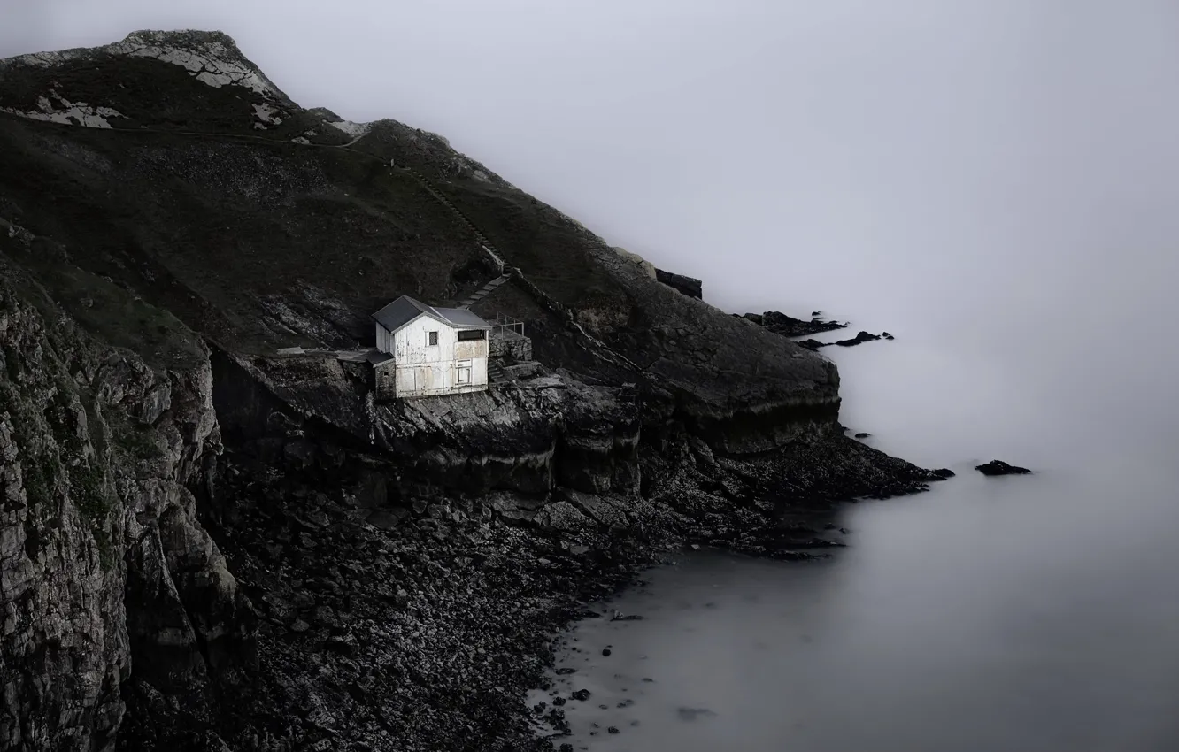 Photo wallpaper sea, house, shore