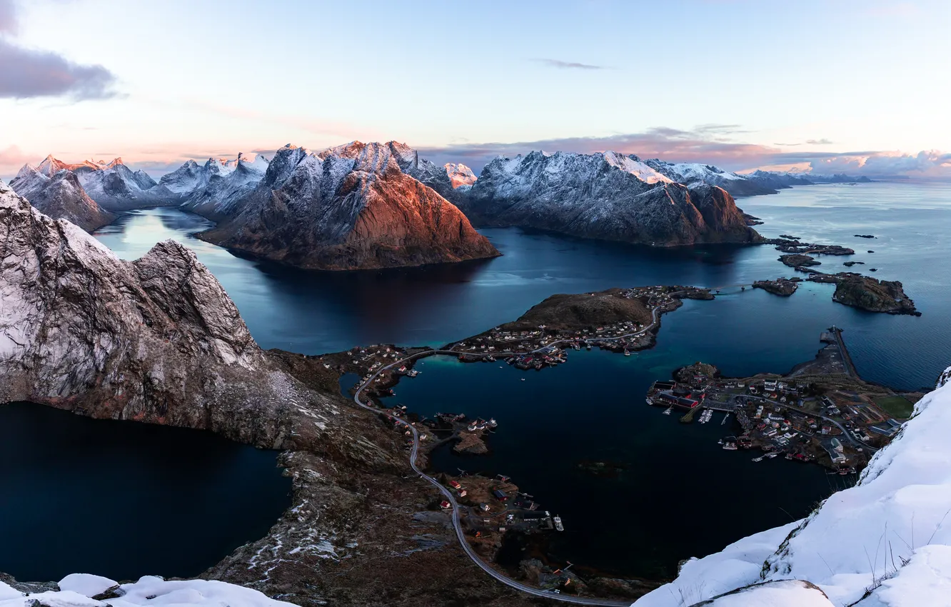 Photo wallpaper ice, mountains, snow, Paths, Nordic