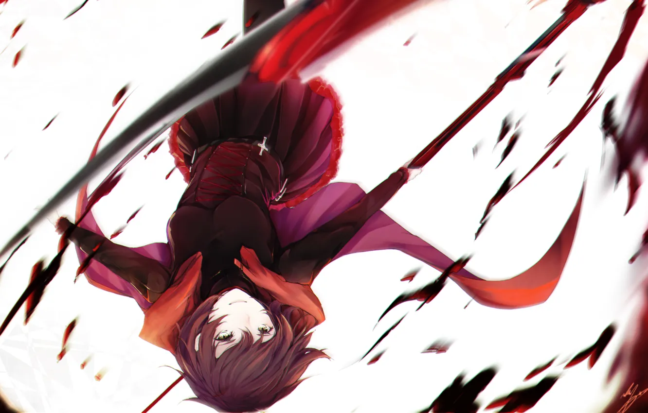 Photo wallpaper girl, cross, braid, RWBY, Ruby Rose, Remnant