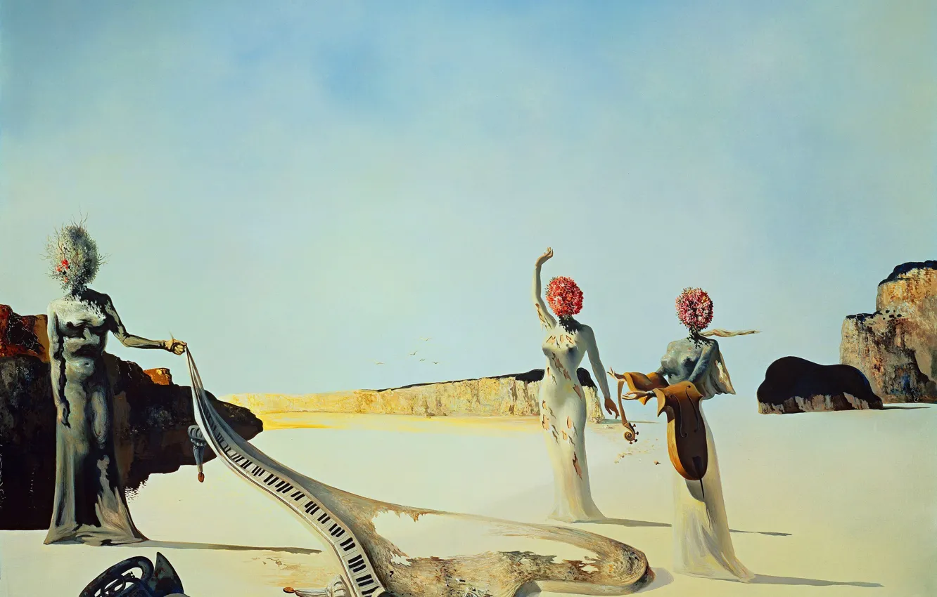 Photo wallpaper surrealism, picture, Salvador Dali, Salvador Dali, Three Young Surrealist Women