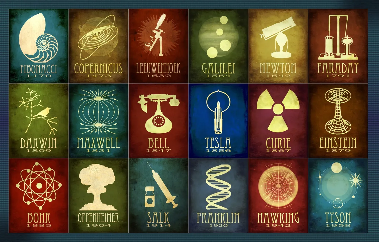Photo wallpaper pioneer, bell, discovery, science, tesla, franklin, copernicus, Tyson