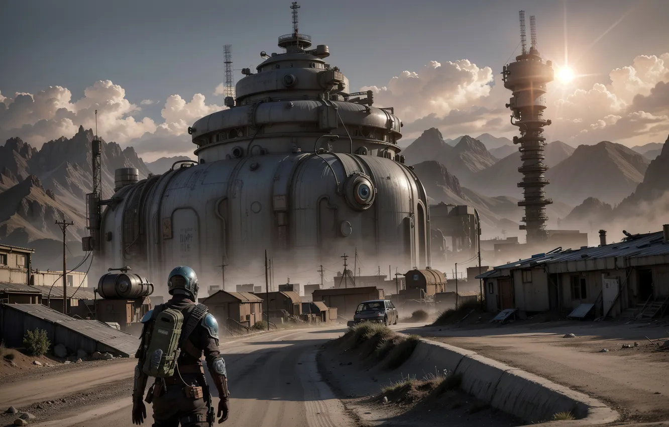 Photo wallpaper landscape, futuristic, Mount, wasteland, AND BE, Stable Diffusion, Neuronet, AI Art